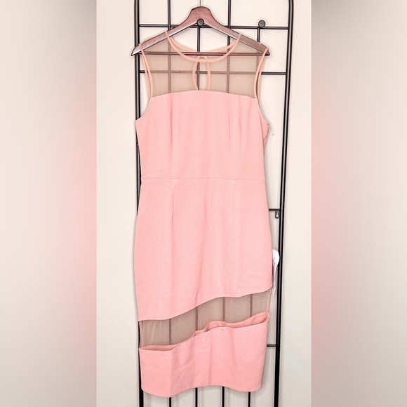 NWT Dress the Population Blush Valerie Sheer Insert Midi Dress Sz XXL